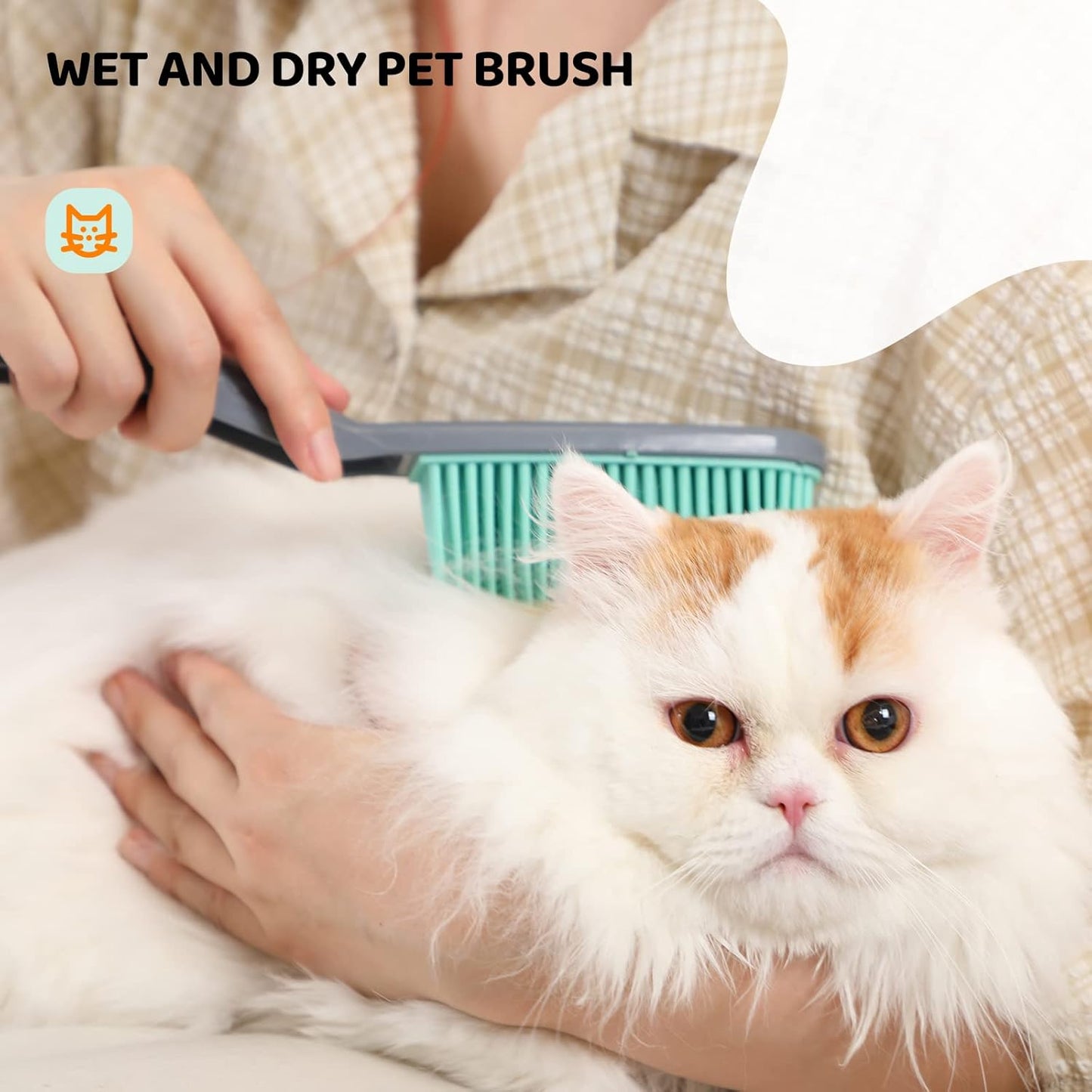 Rubber Broom Carpet Rake for Pet Hair, Fur Remover Broom with Squeegee, Portable Detailing Lint Remover Brush (Iron Handle)